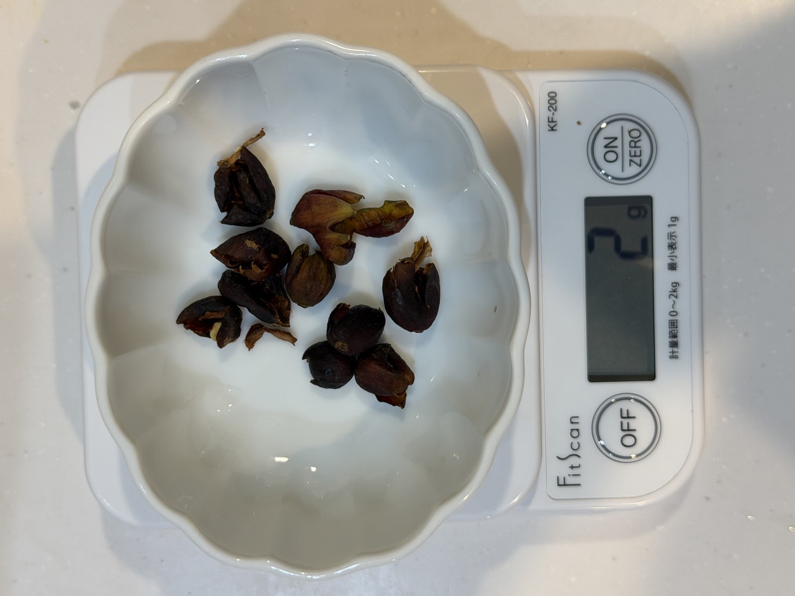乾燥後2gの計量